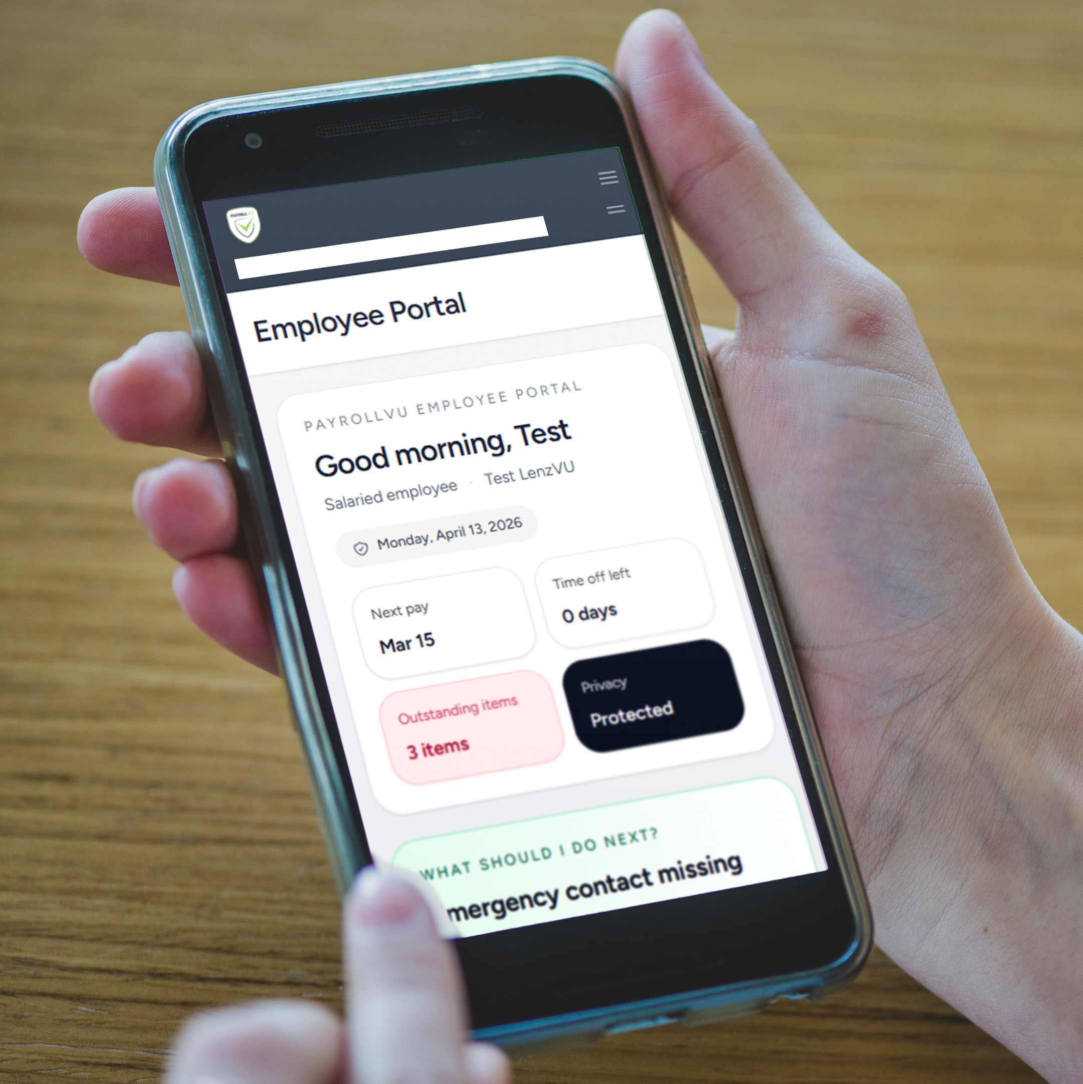 Employee portal on mobile